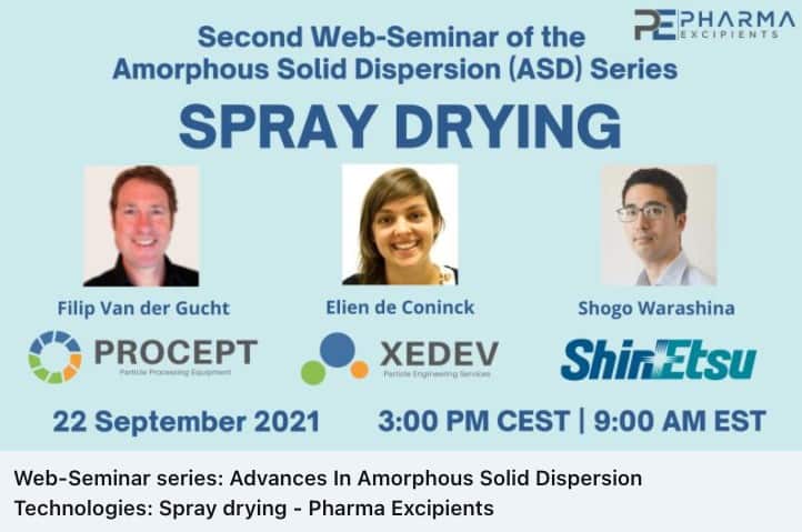 2nd PROCEPT / Xedev amorphous solid dispersion spray drying web seminar